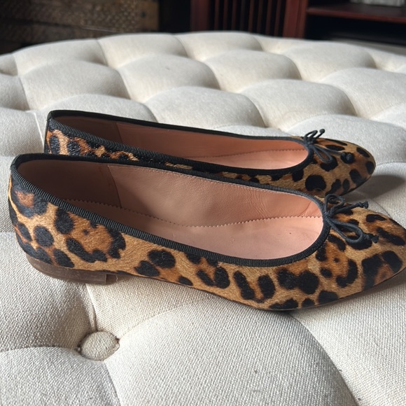 J Crew Pony Hair Leopard Print Ballet Flats with Bow - Picture 2 of 4